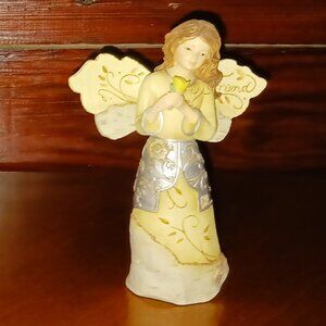 "Friend" Angel Figurine holding Yellow Rose by Elements #82099